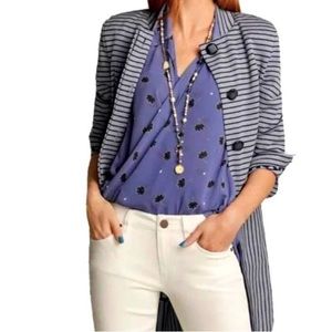 Cabi Women’s Stripes Short Sleeves Coat Blazer Size L